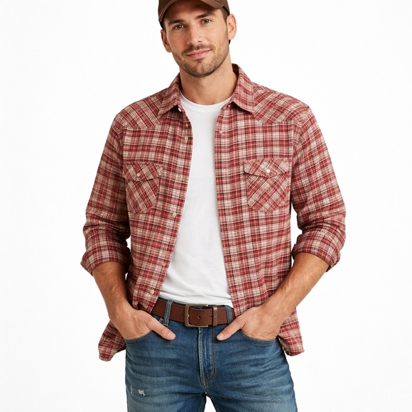 Levi's Other - Levi’s Western Snap Button Red Plaid Long Sleeve Shirt Size M Open To Offers